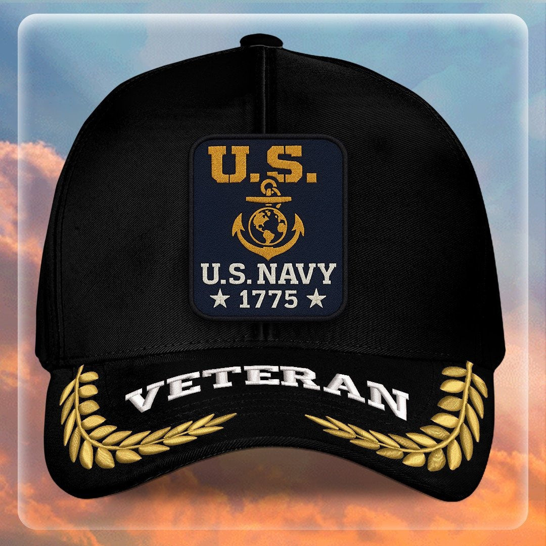 Premium US Navy Embroidered Hats, Gifts For Navy Veteran, Gifts On Father's Day, Armed Forces Day, Independence Day, Veterans Day.