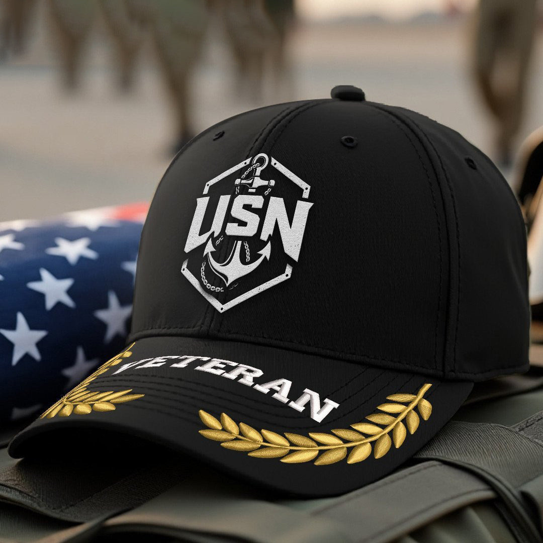 Premium US Navy Embroidered Hats, Gifts For Navy Veteran, Gifts On Father's Day, Armed Forces Day, Independence Day, Veterans Day.