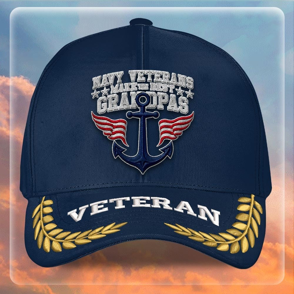 Premium US Navy Embroidered Hats, Gifts For Navy Veteran, Gifts On Father's Day, Armed Forces Day, Independence Day, Veterans Day.