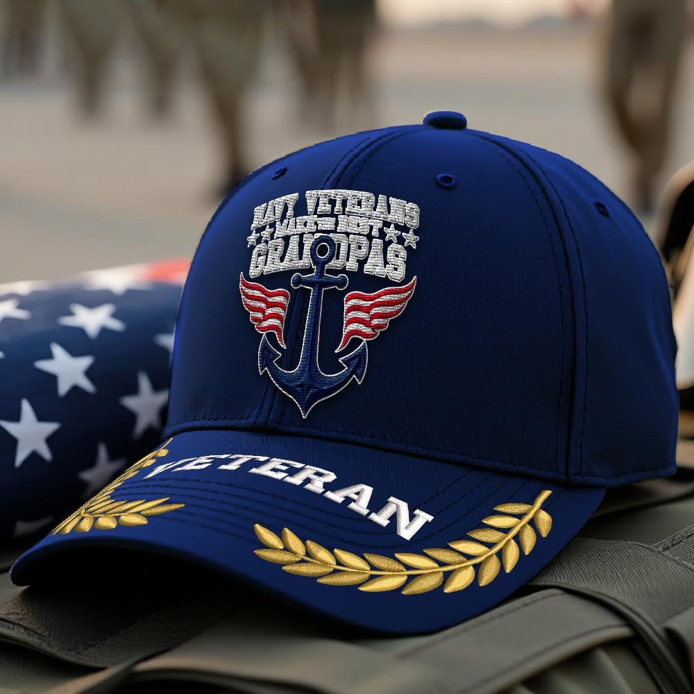 Premium US Navy Embroidered Hats, Gifts For Navy Veteran, Gifts On Father's Day, Armed Forces Day, Independence Day, Veterans Day.