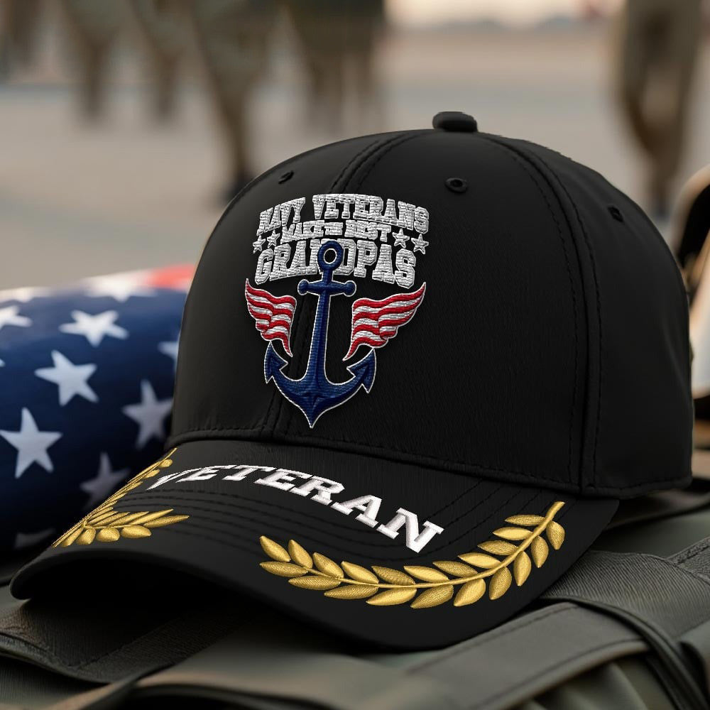 Premium US Navy Embroidered Hats, Gifts For Navy Veteran, Gifts On Father's Day, Armed Forces Day, Independence Day, Veterans Day.