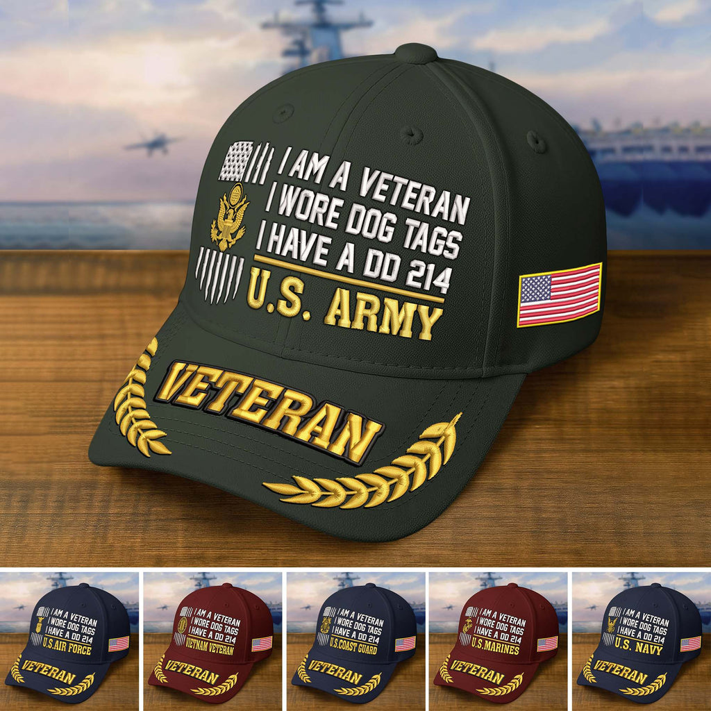 Premium Embroidered US Veterans Hats  Gifts for US Veterans, Gifts on Veterans Day