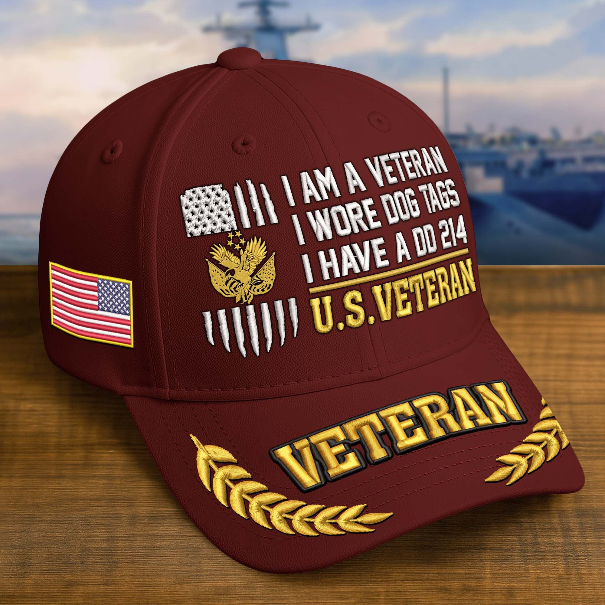 Premium Embroidered US Veterans Hats  Gifts for US Veterans, Gifts on Veterans Day