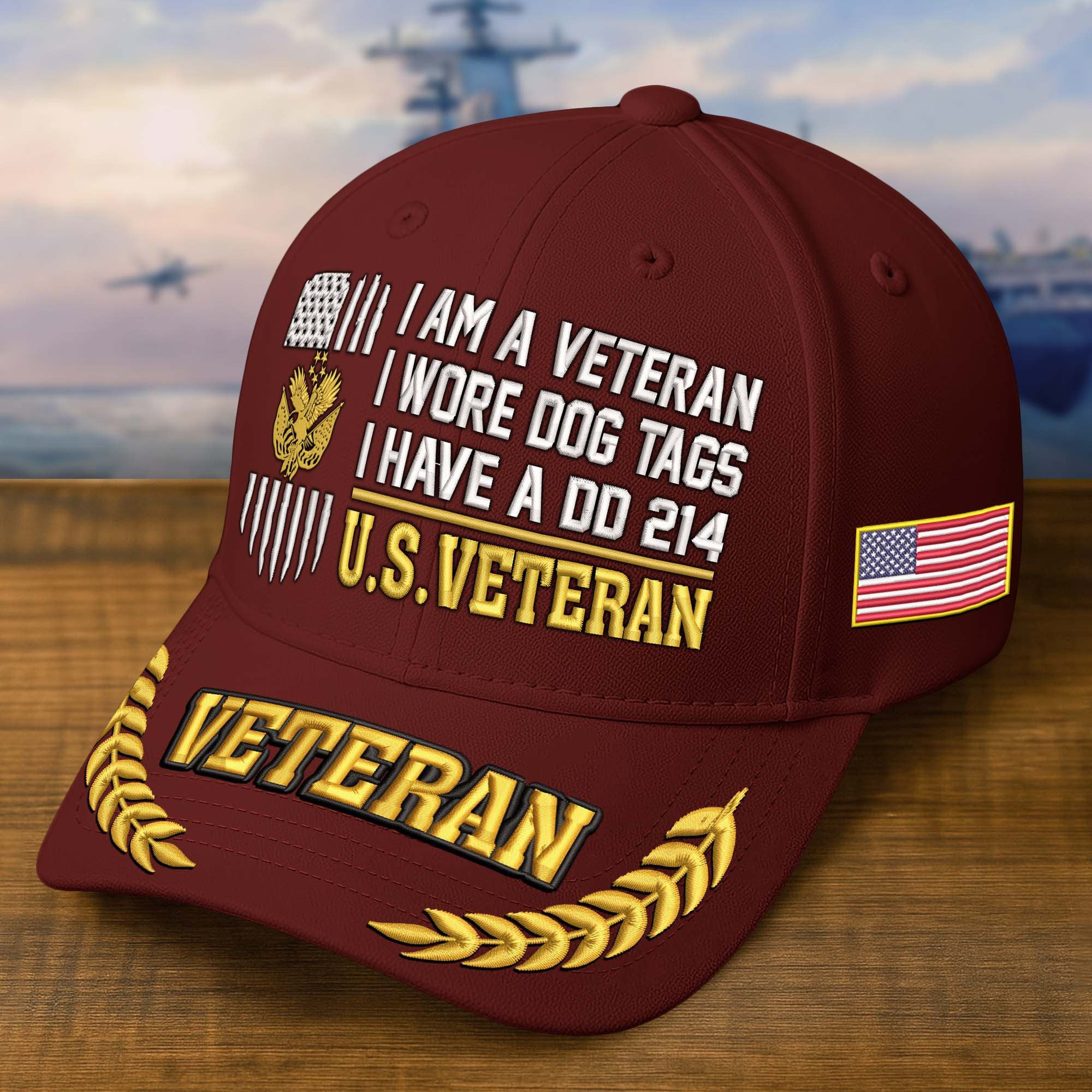 Premium Embroidered US Veterans Hats  Gifts for US Veterans, Gifts on Veterans Day