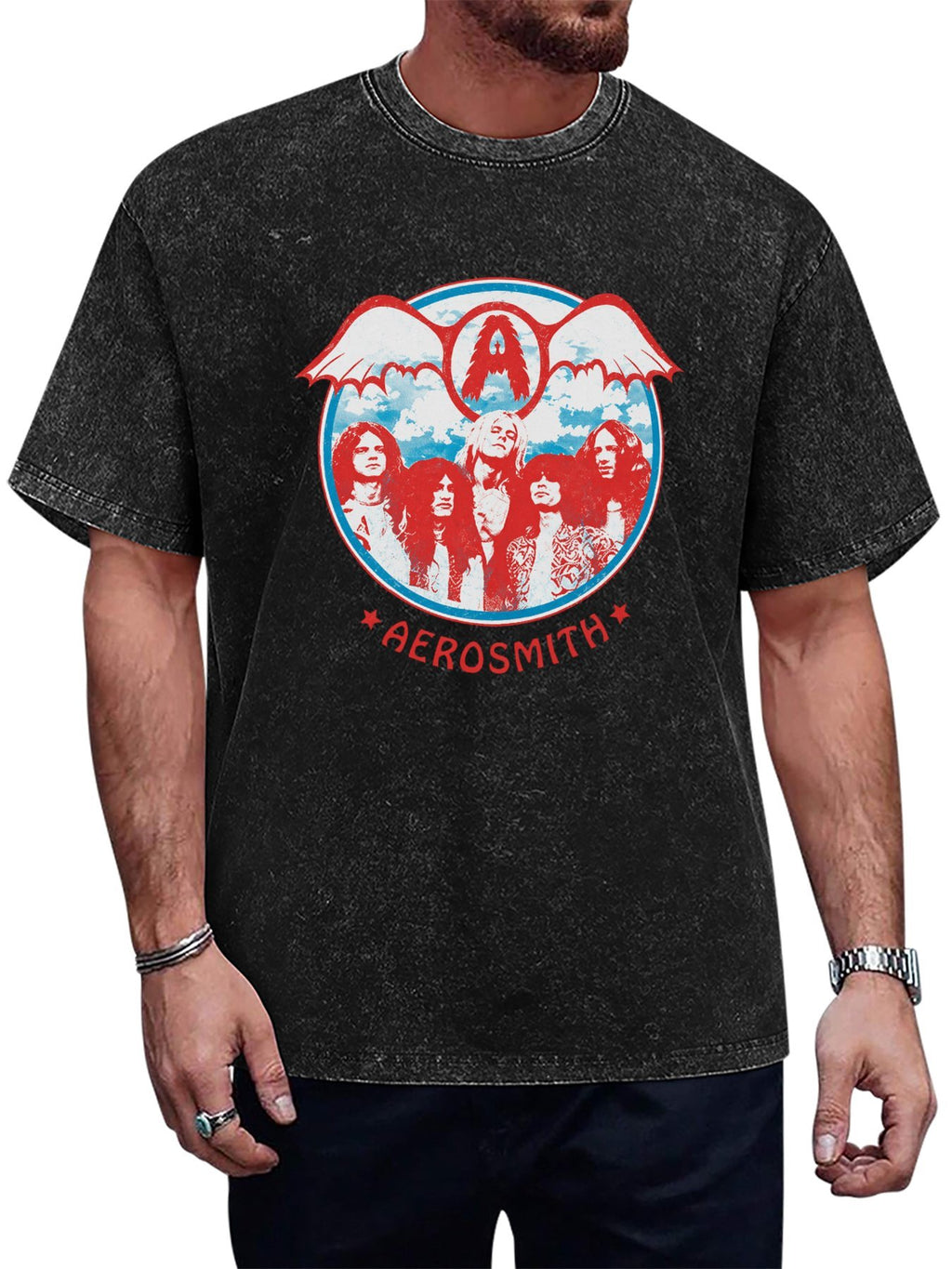 Aerosmith Vintage Winged Band Portrait Graphic T-Shirt