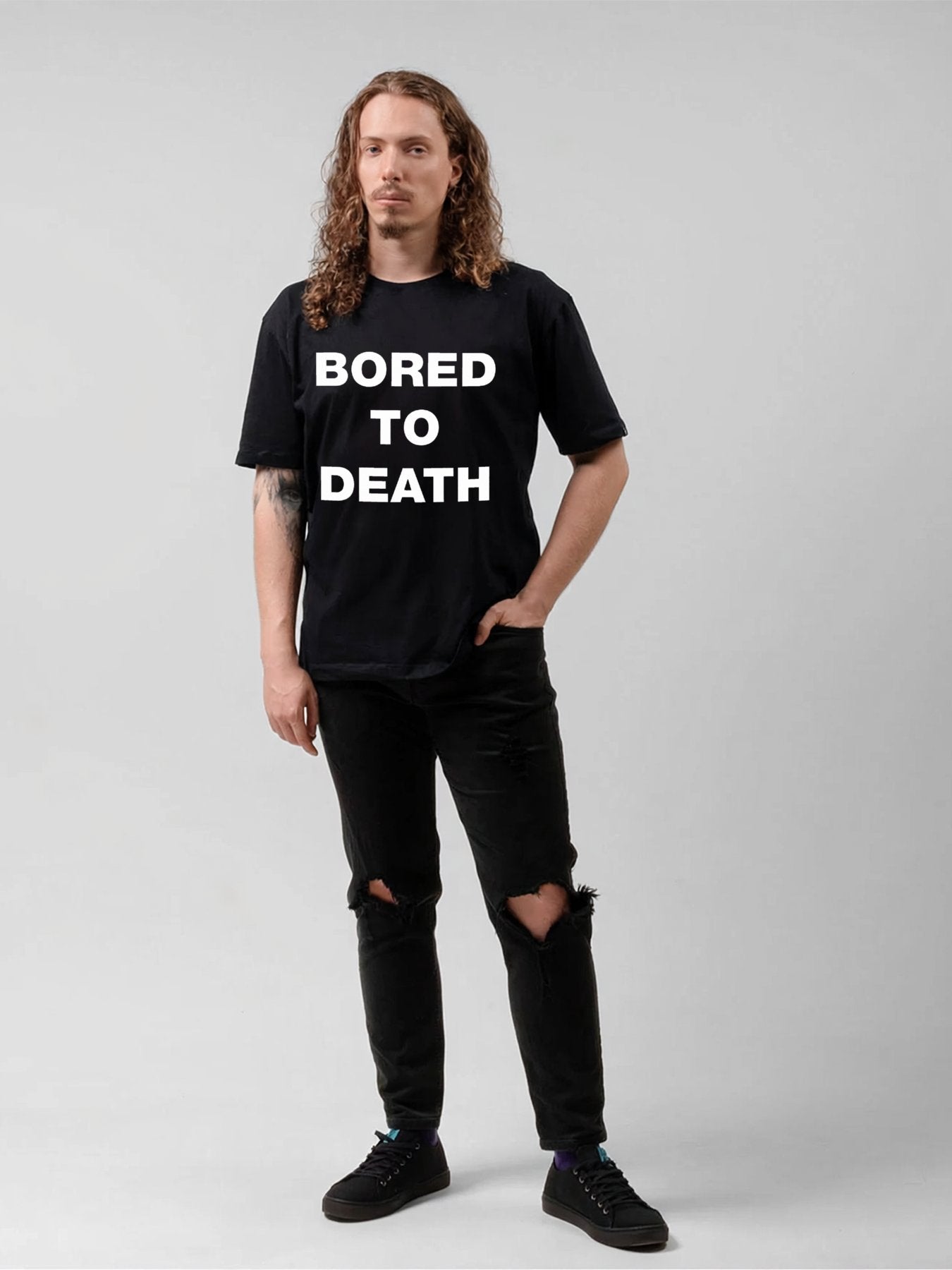 Bored To Death Minimalist Statement Typography T-Shirt