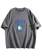 Korean Frog Graphic Washed T-Shirt