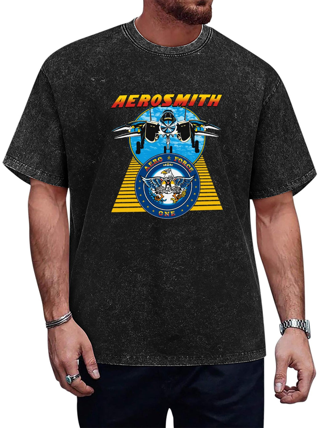 Aerosmith Aero Force One Jet Graphic T-Shirt