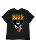 KISS Cartoon Mouse Face Logo Graphic T-Shirt