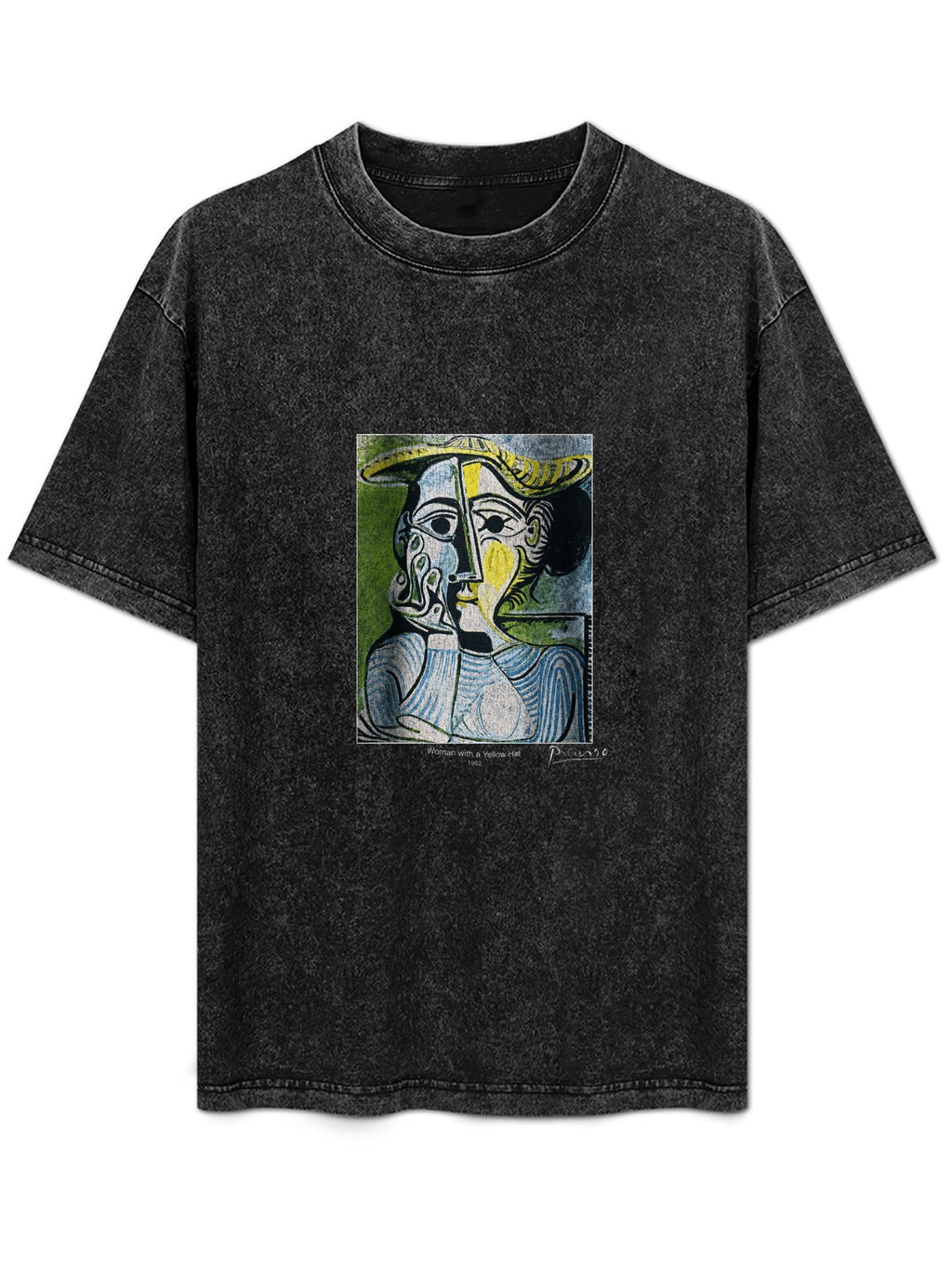 Woman with a Yellow Hat Washed Art Graphic T-Shirt