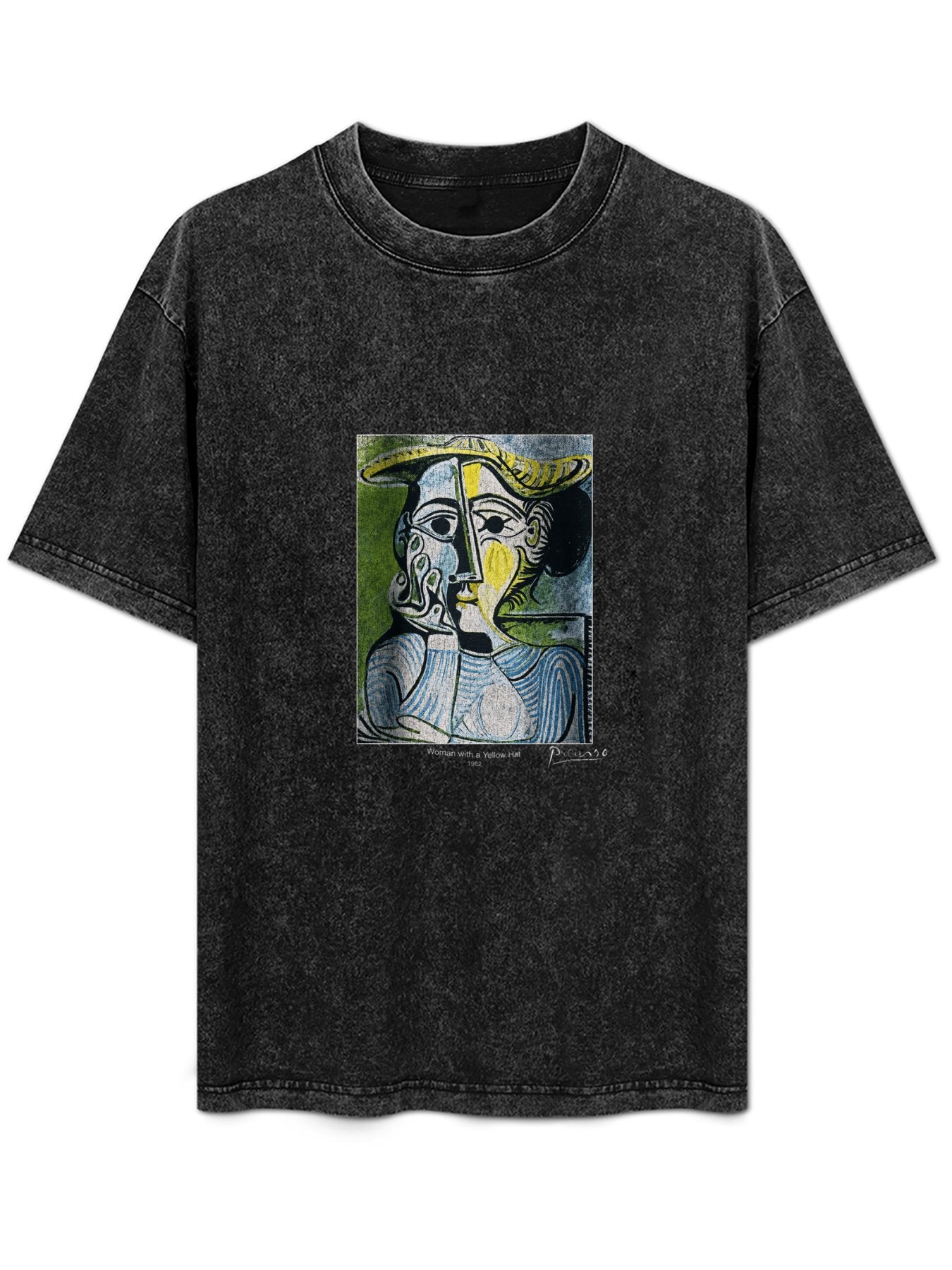 Woman with a Yellow Hat Washed Art Graphic T-Shirt