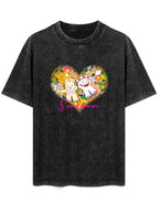 Sea of Flowers Cartoon Vintage Washed T-Shirt