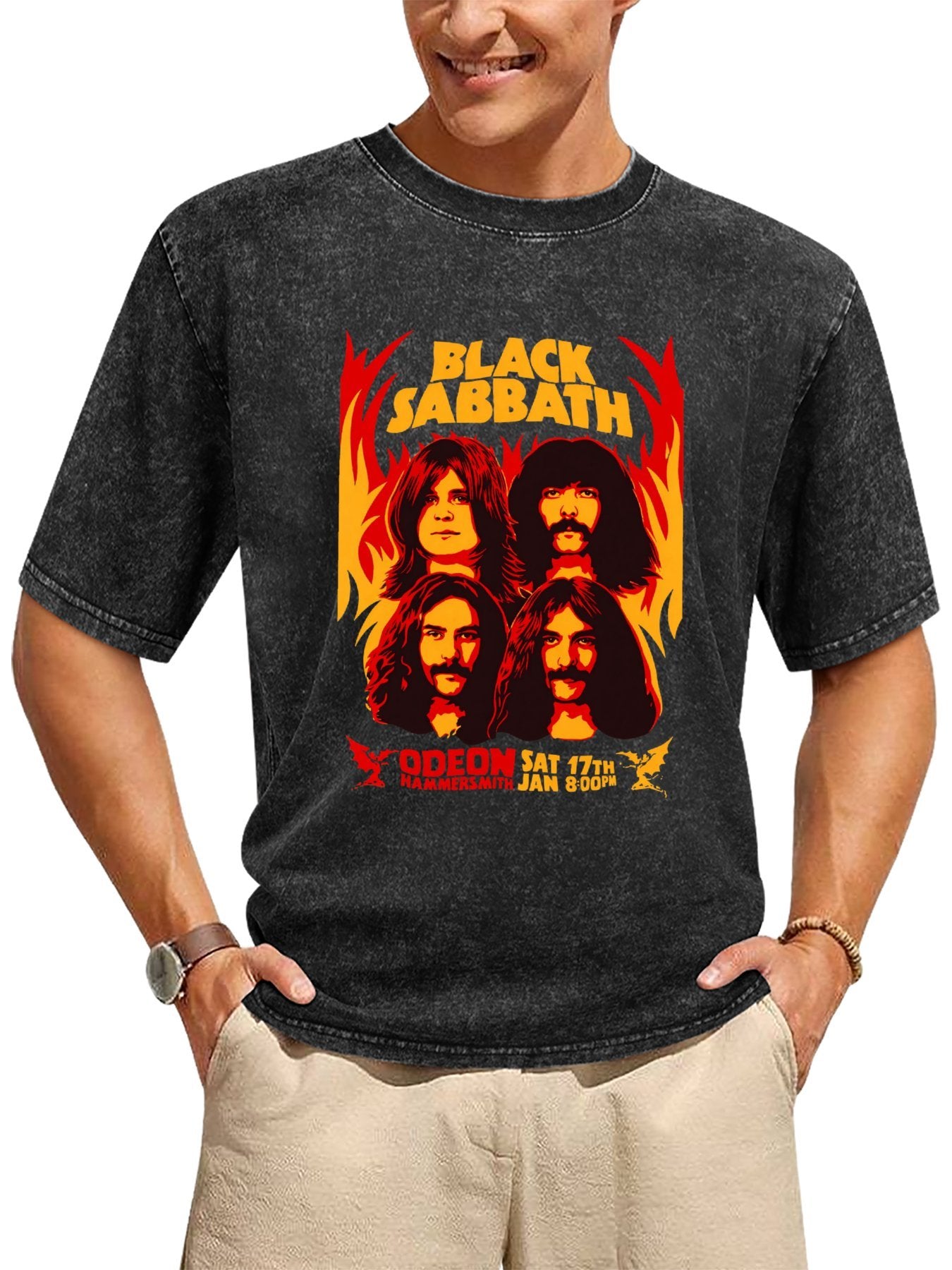 Vintage Washed Black Sabbath Hammersmith Concert Graphic T-Shirt