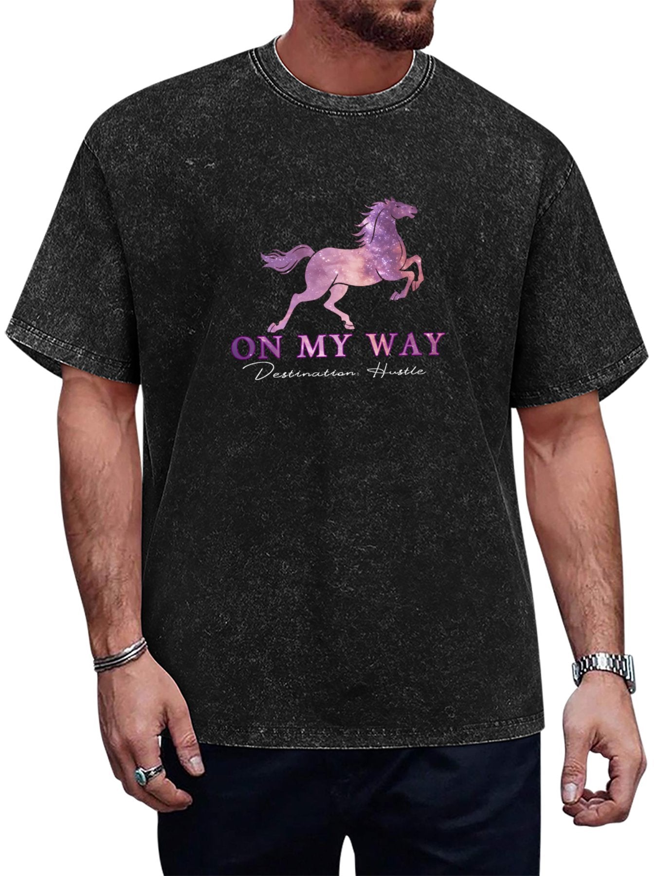 On My Way Horse Graphic Washed T-Shirt