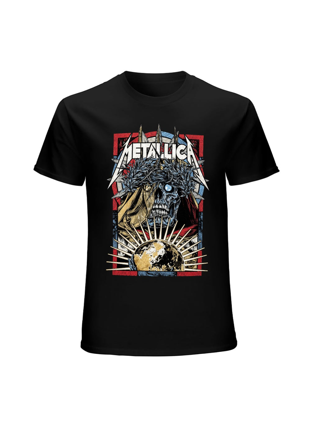 Metallica Spiked Skull World Graphic T-Shirt