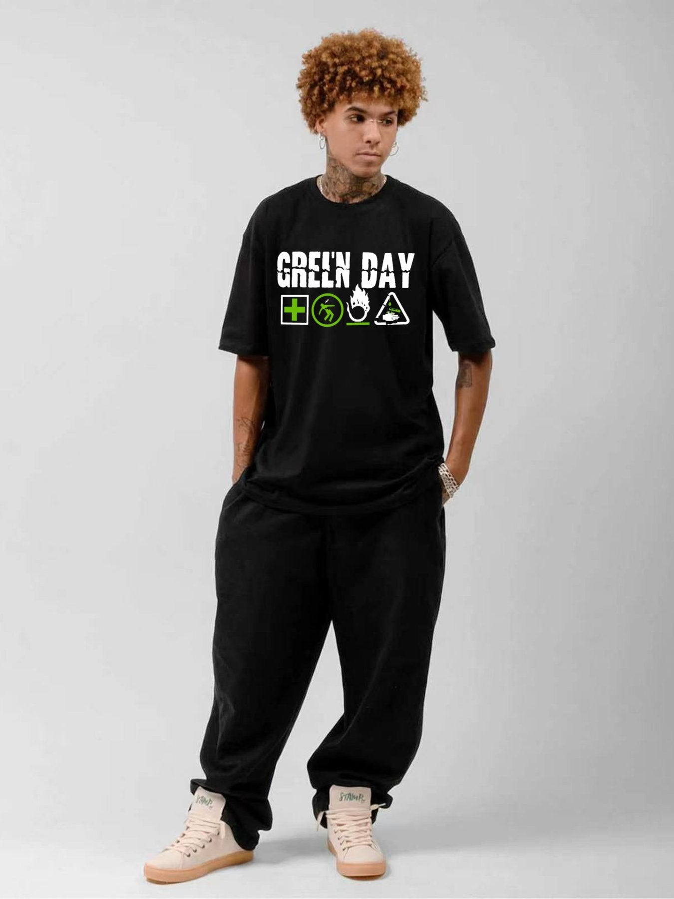 Green Day Safety Icon Punk Graphic T-Shirt