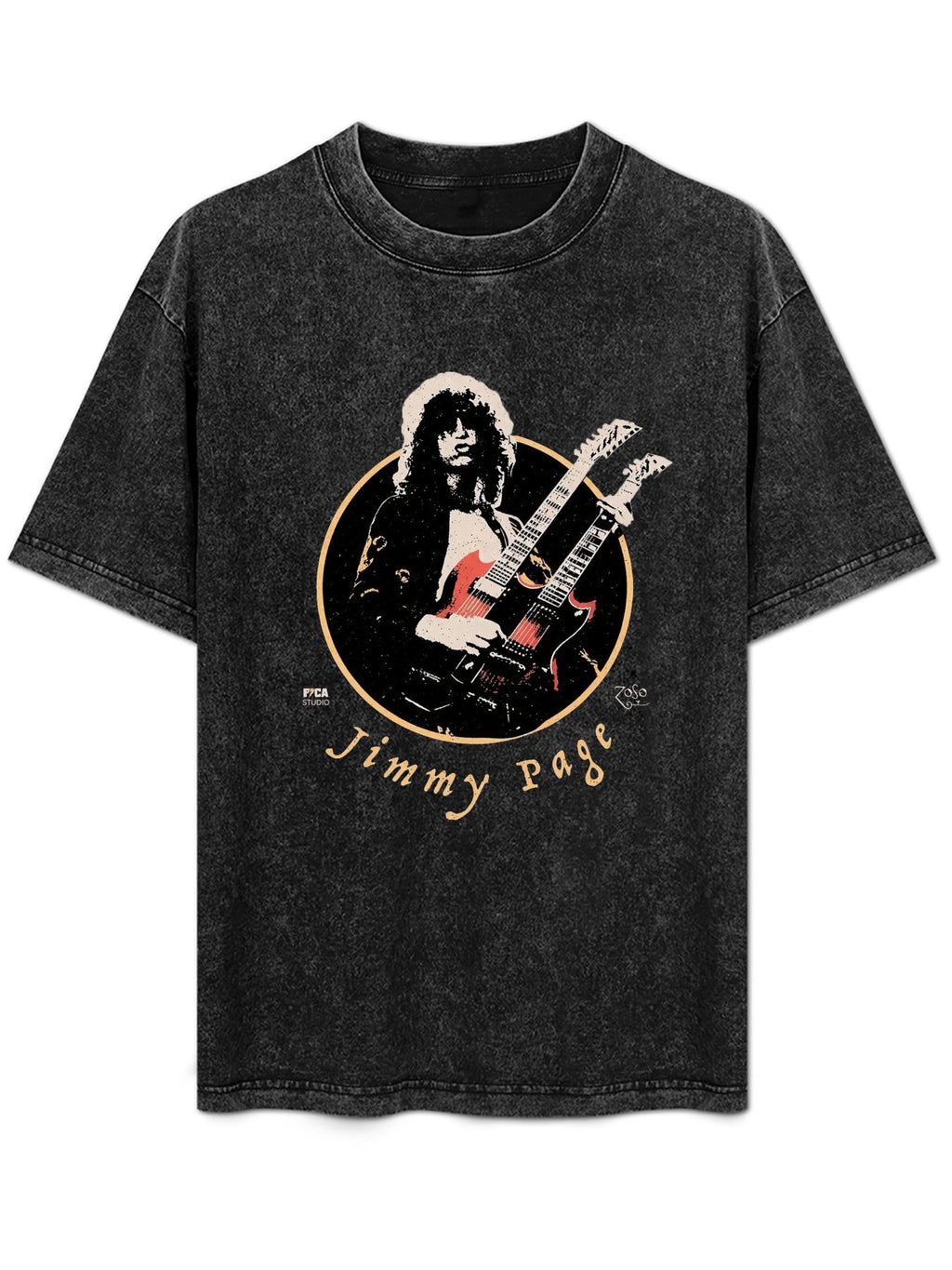 Vintage Washed Double-Neck Guitarist Graphic T-Shirt