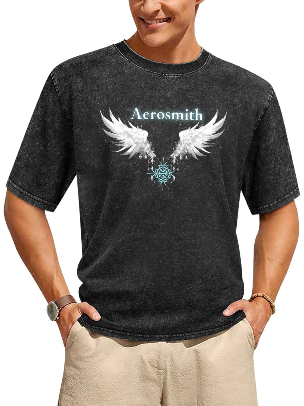 Aerosmith Crystal Angel Wings Graphic T-Shirt