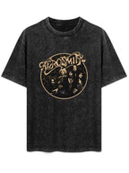 Aerosmith Vintage Band Portrait Circle Graphic T-Shirt