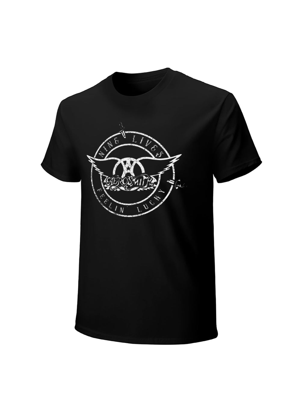 Aerosmith Circle Winged Logo Distressed Rock T-Shirt