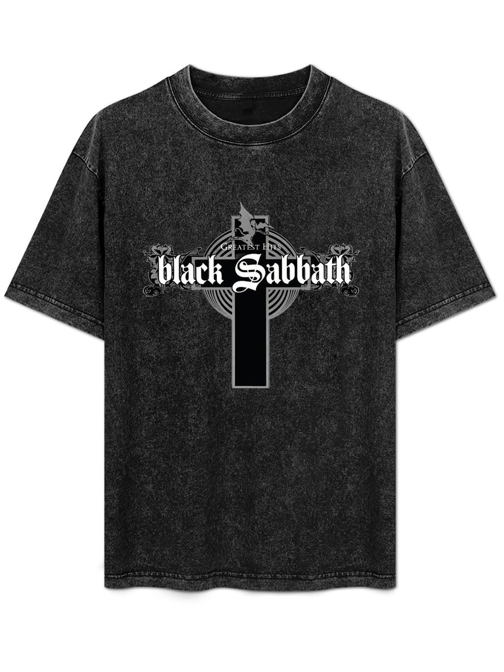 Vintage Washed Black Sabbath Greatest Hits Cross Graphic T-Shirt