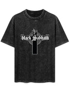 Vintage Washed Black Sabbath Greatest Hits Cross Graphic T-Shirt