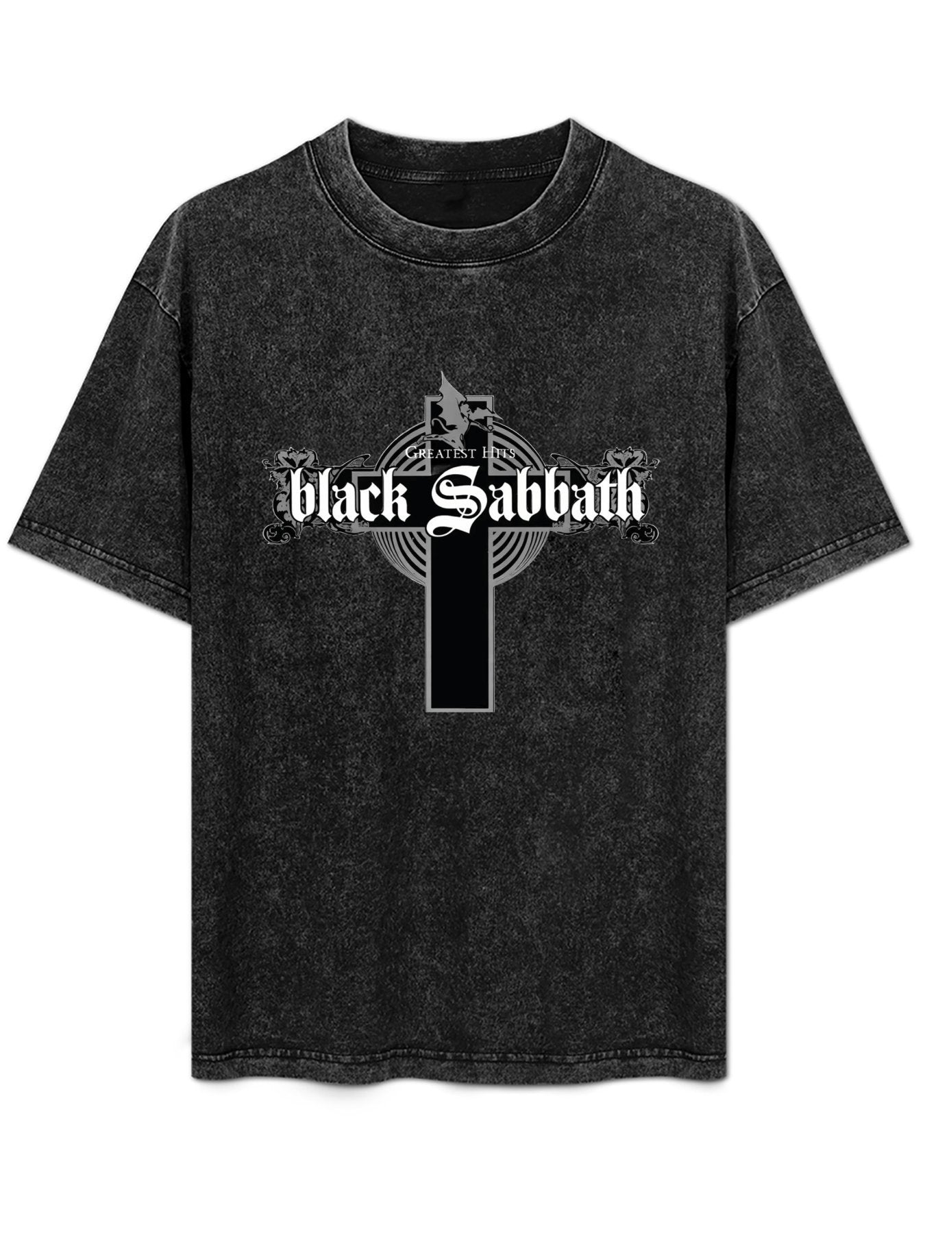 Vintage Washed Black Sabbath Greatest Hits Cross Graphic T-Shirt