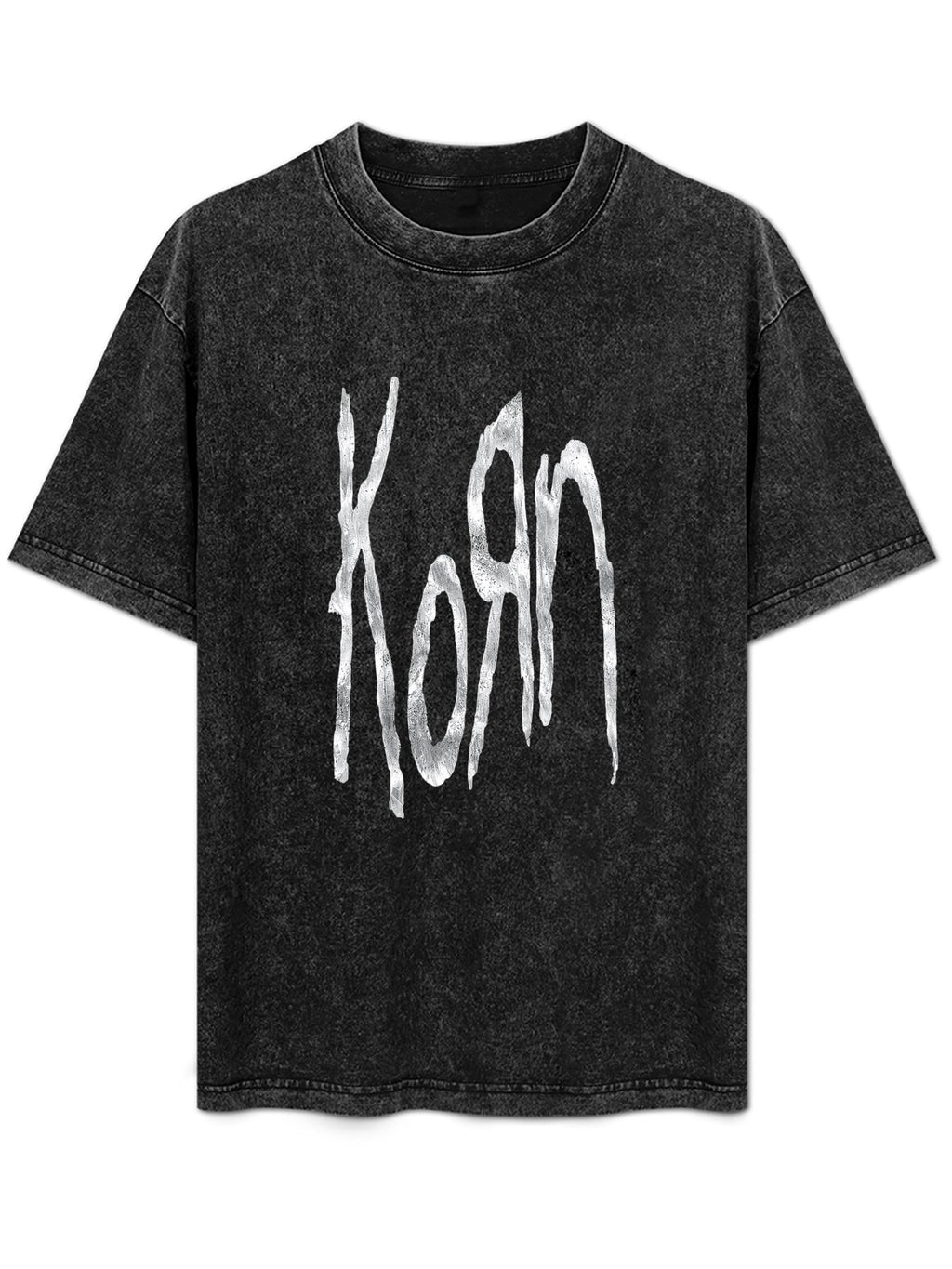 Korn Distressed White Logo Graphic T-Shirt