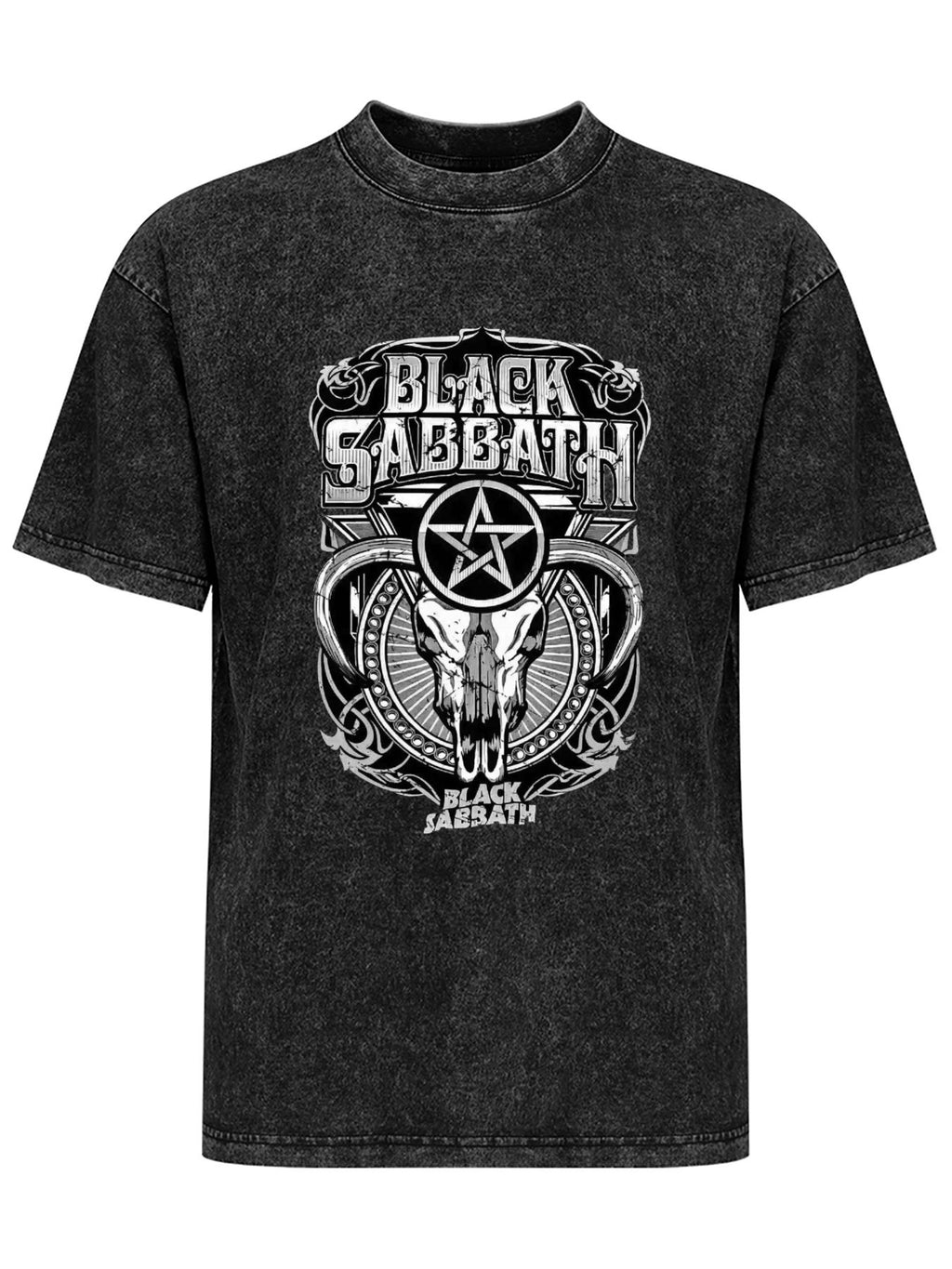 Vintage Washed Black Sabbath Pentagram Skull Graphic T-Shirt