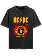 Vintage Washed AC/DC Highway to Hell Flame Graphic T-Shirt