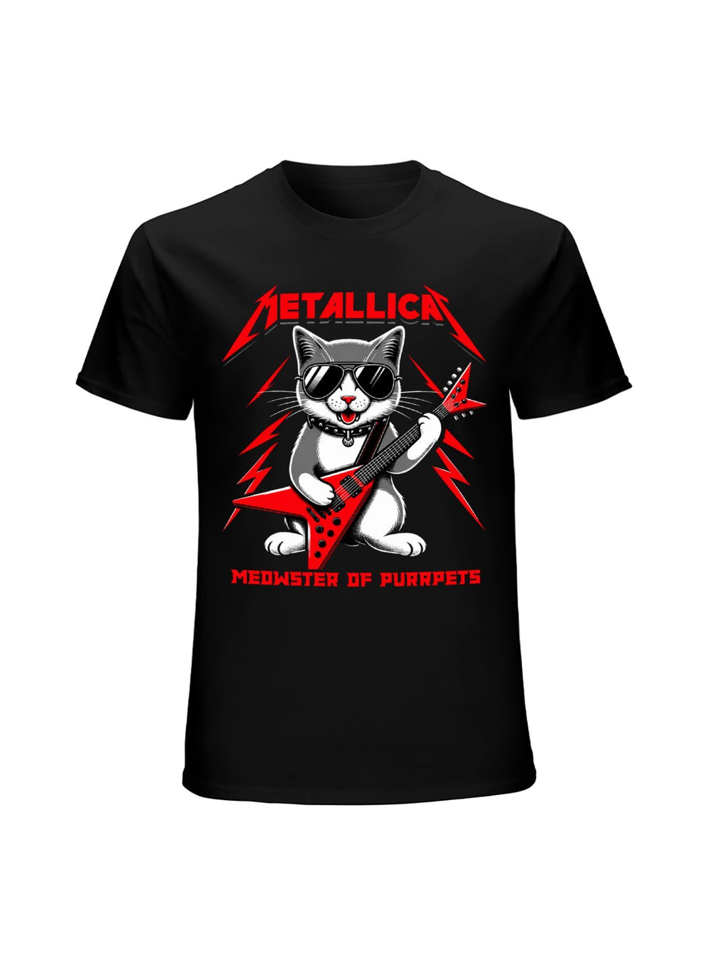 Metallica Meowster Of Purrpets Cat Guitar Graphic T-Shirt