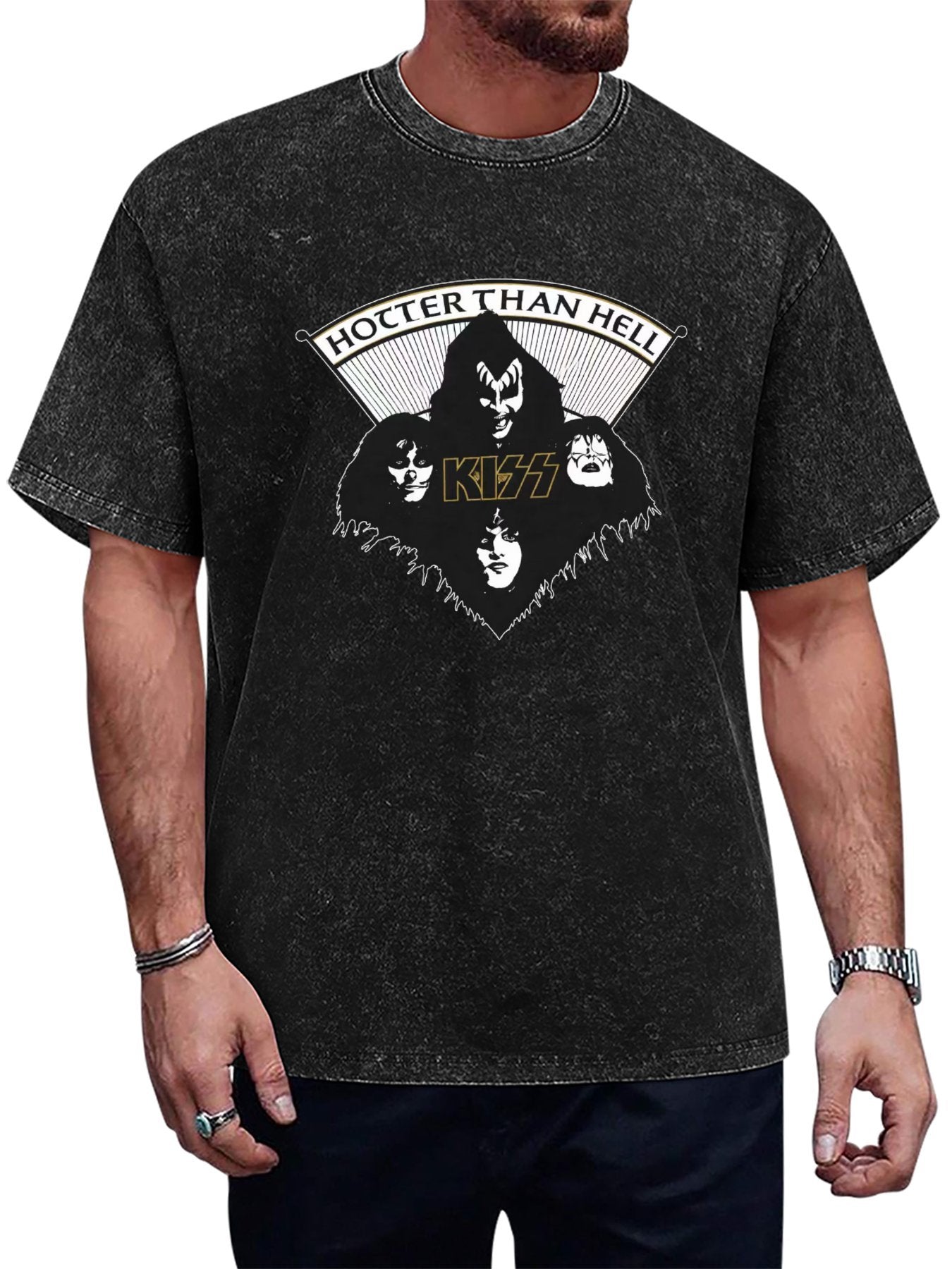 KISS Hotter Than Hell Band Portrait Graphic T-Shirt