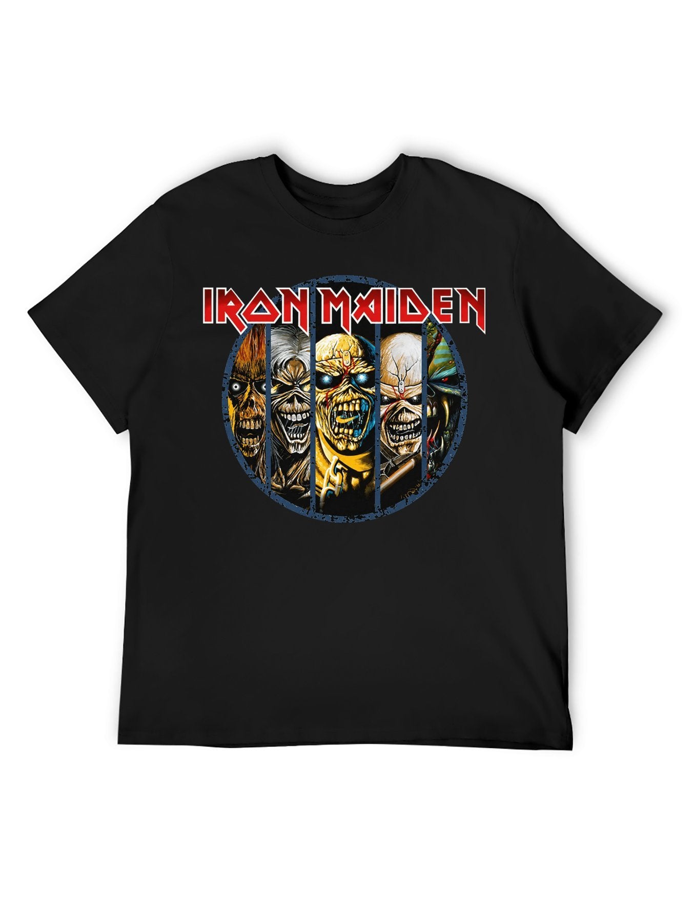 Iron Maiden Eddie Faces Logo Graphic T-Shirt