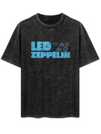 Led Zeppelin Blue Logo and Symbols Graphic T-Shirt