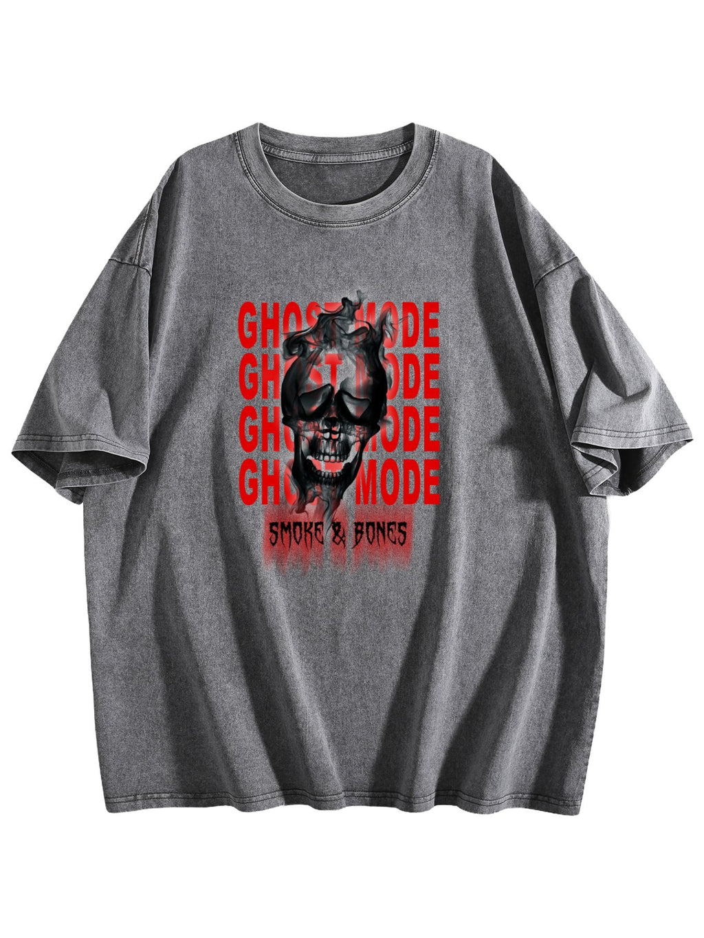 Ghost Mode Smoke and Bones Graphic Washed T-Shirt