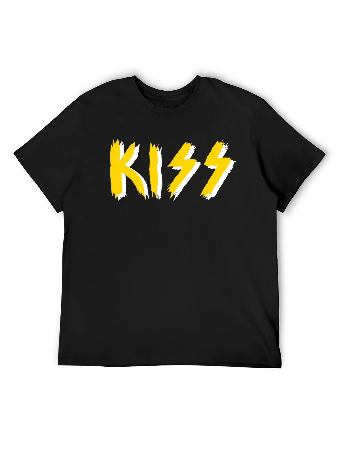 KISS Yellow Brushstroke Logo Graphic T-Shirt