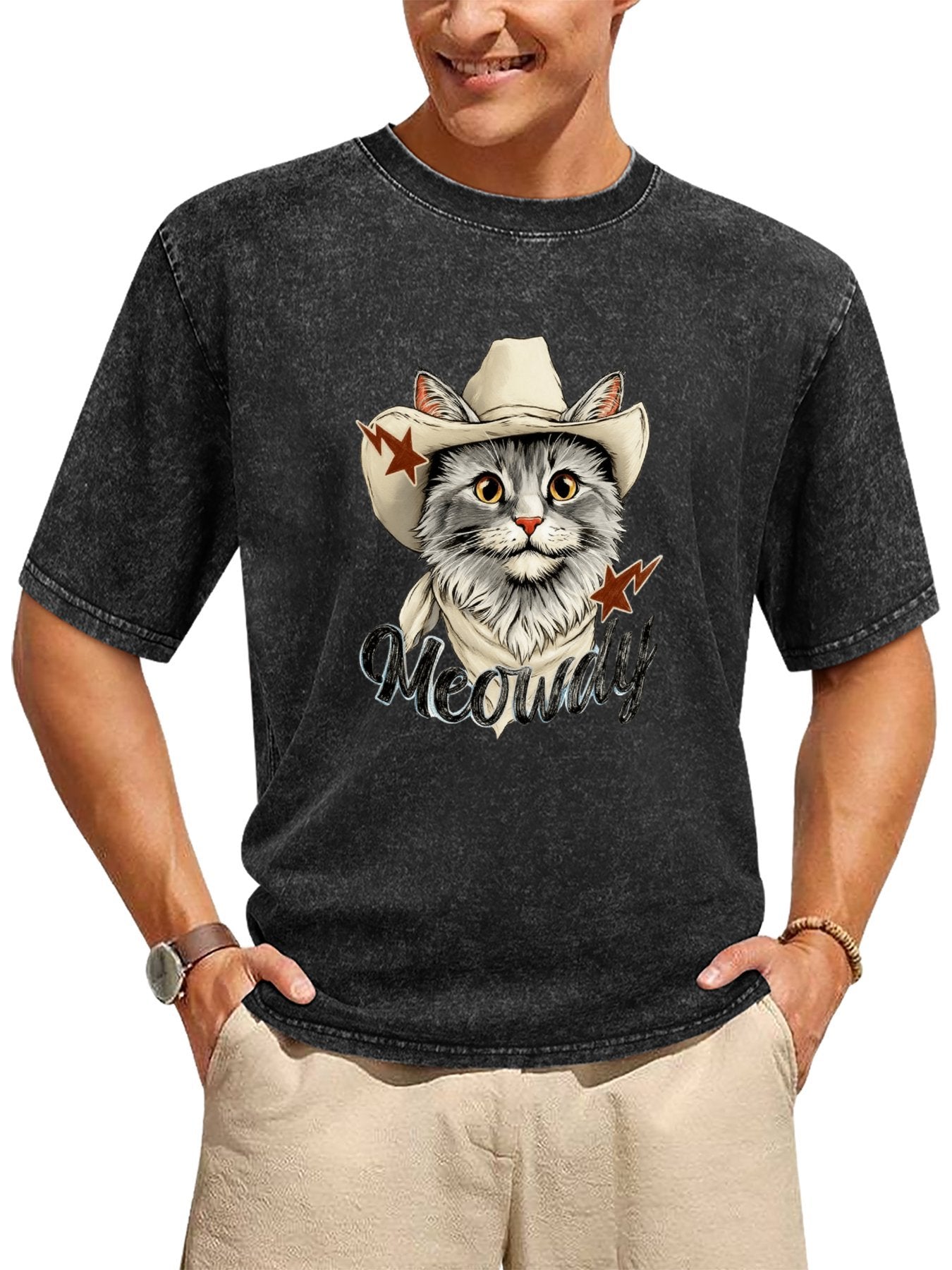 Meowdy Cowboy Cat Vintage Washed T-Shirt