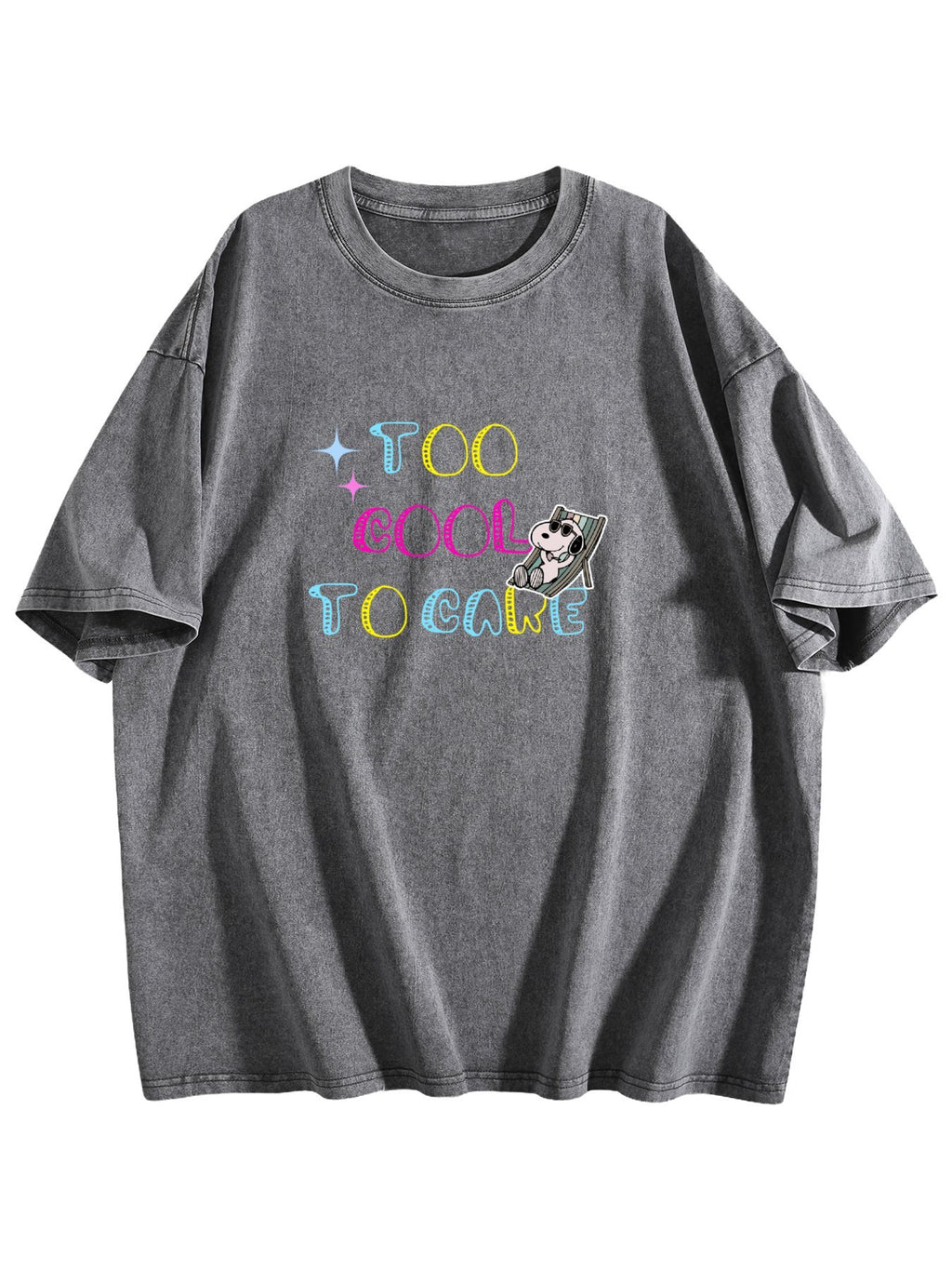 Too Cool to Care Dog Graphic Washed T-Shirt