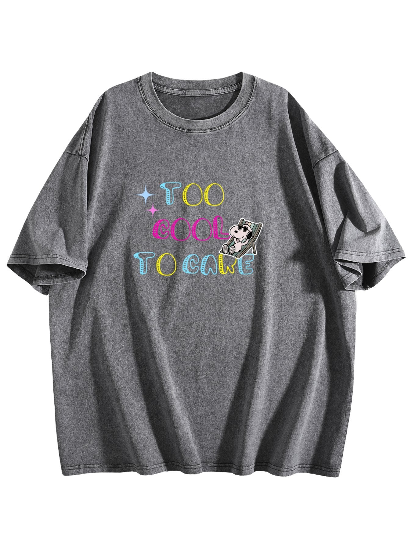 Too Cool to Care Dog Graphic Washed T-Shirt