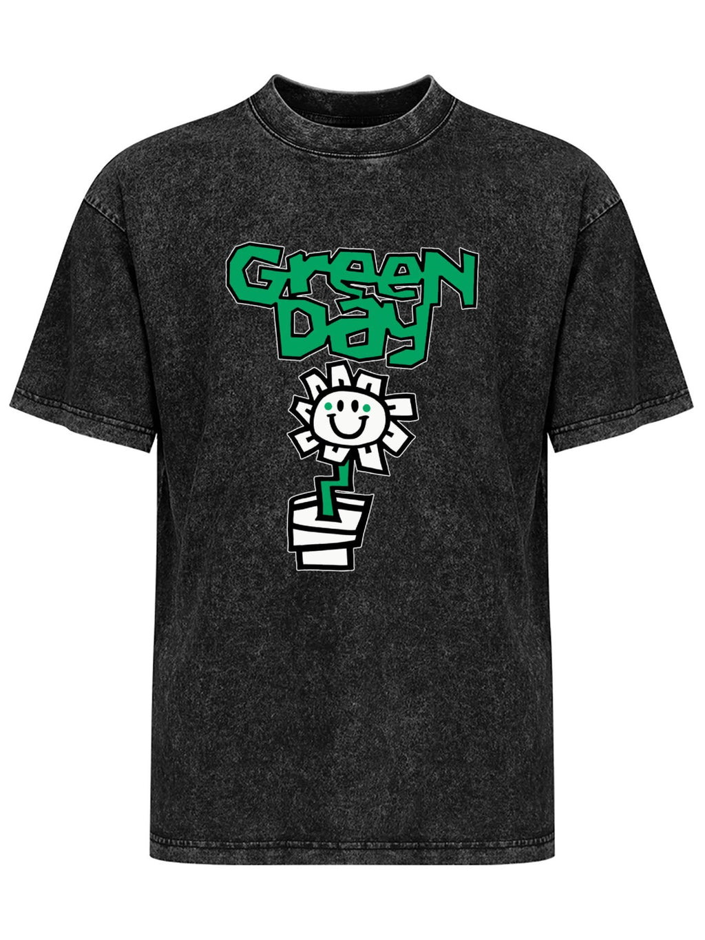 Green Day Smiling Flower Graphic T-Shirt
