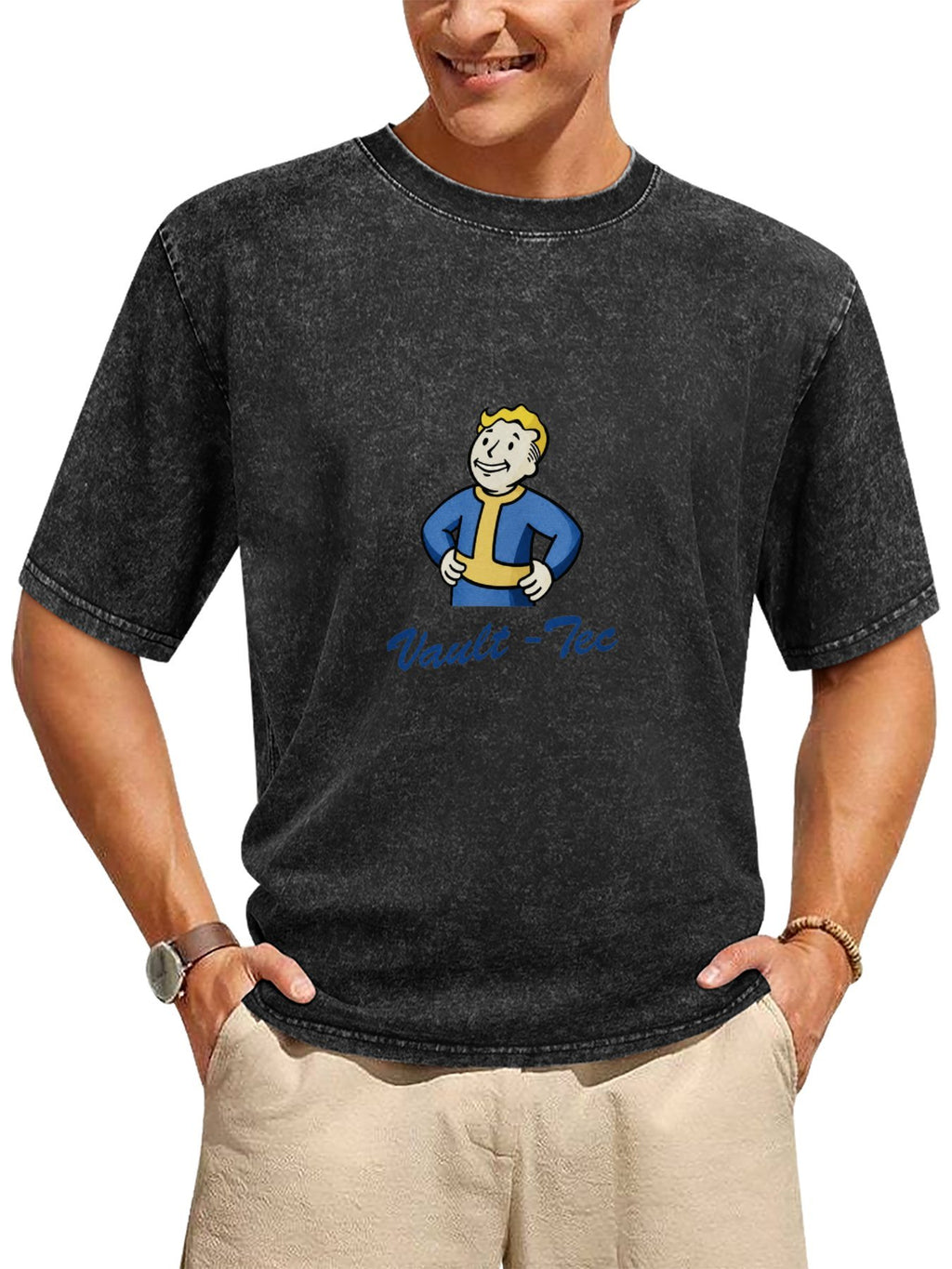 Vault-Tec Washed Cartoon Graphic T-Shirt