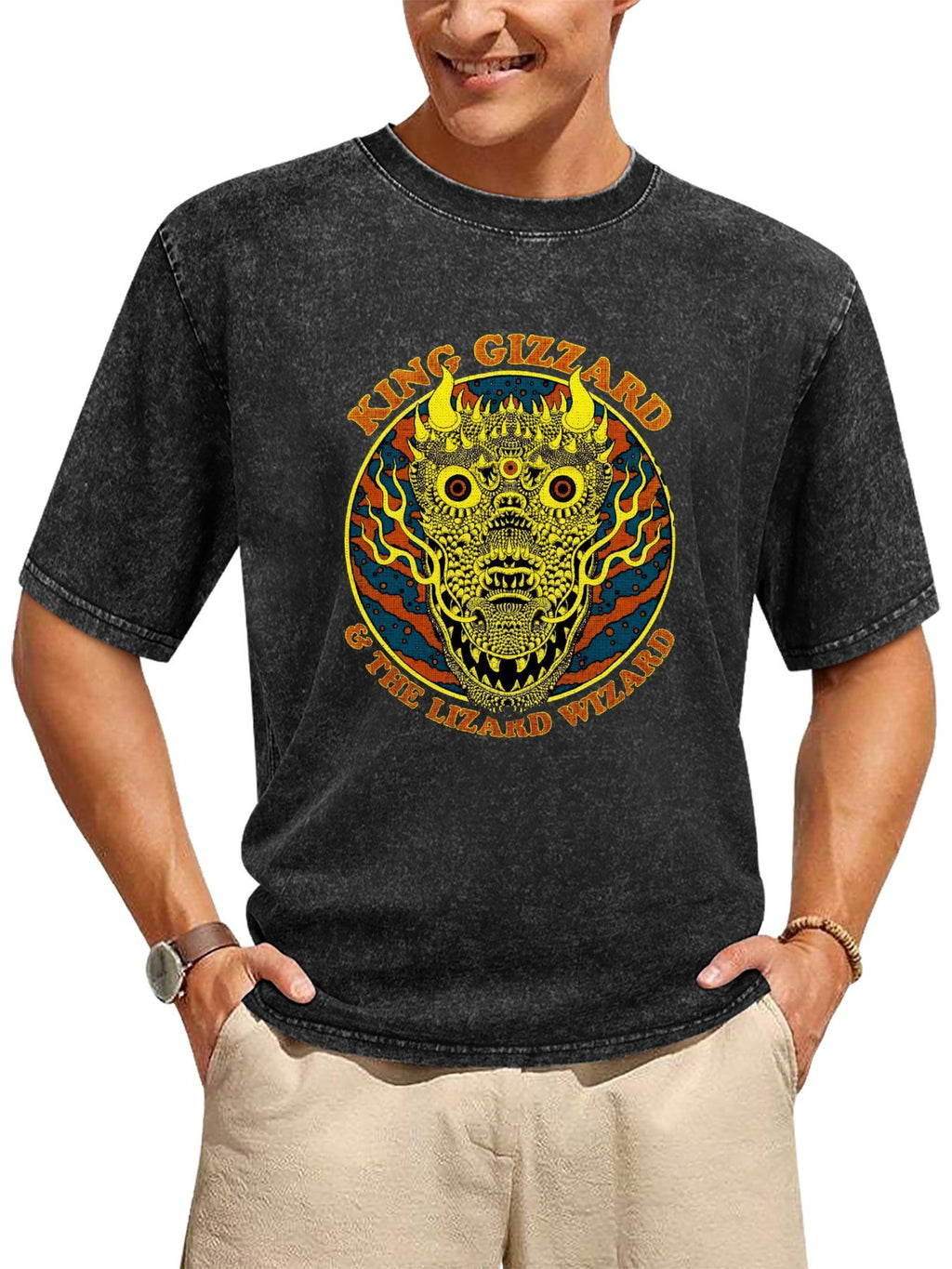 Vintage Washed King Gizzard & The Lizard Wizard Monster Graphic T-Shirt