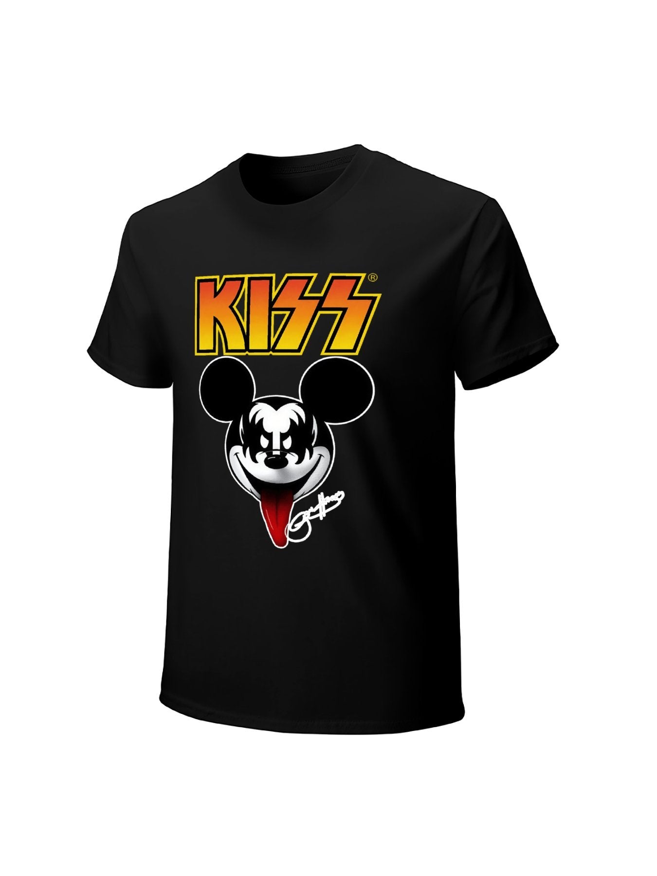 KISS Cartoon Mouse Face Logo Graphic T-Shirt