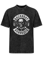 Backbeat Barbeque Skull and Crossed Steaks Graphic T-Shirt