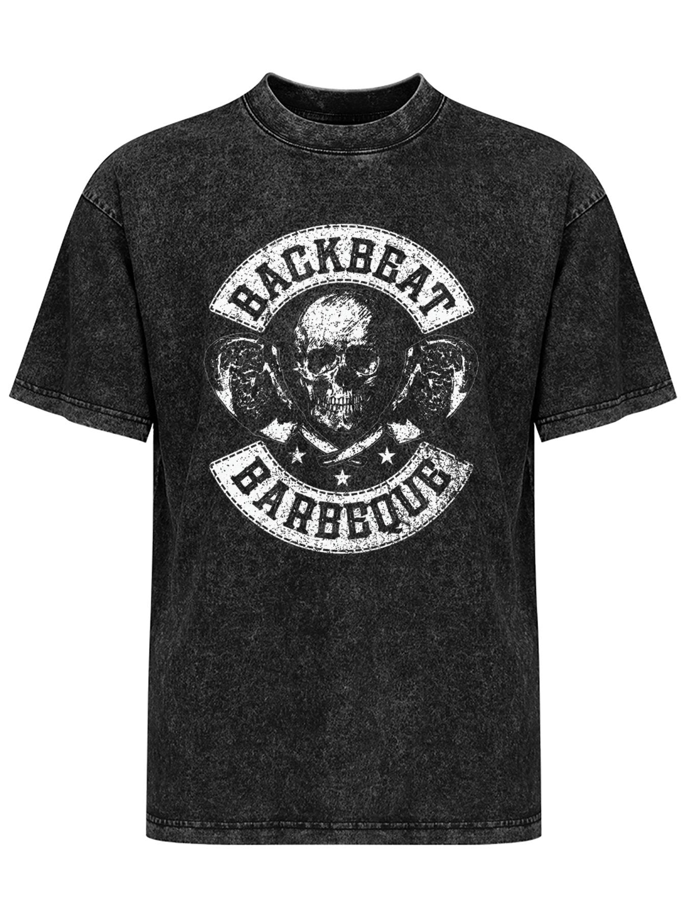 Backbeat Barbeque Skull and Crossed Steaks Graphic T-Shirt