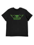 Aerosmith Green Winged Logo Retro Graphic T-Shirt
