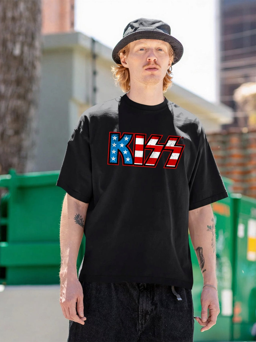 KISS American Flag Logo Graphic T-Shirt