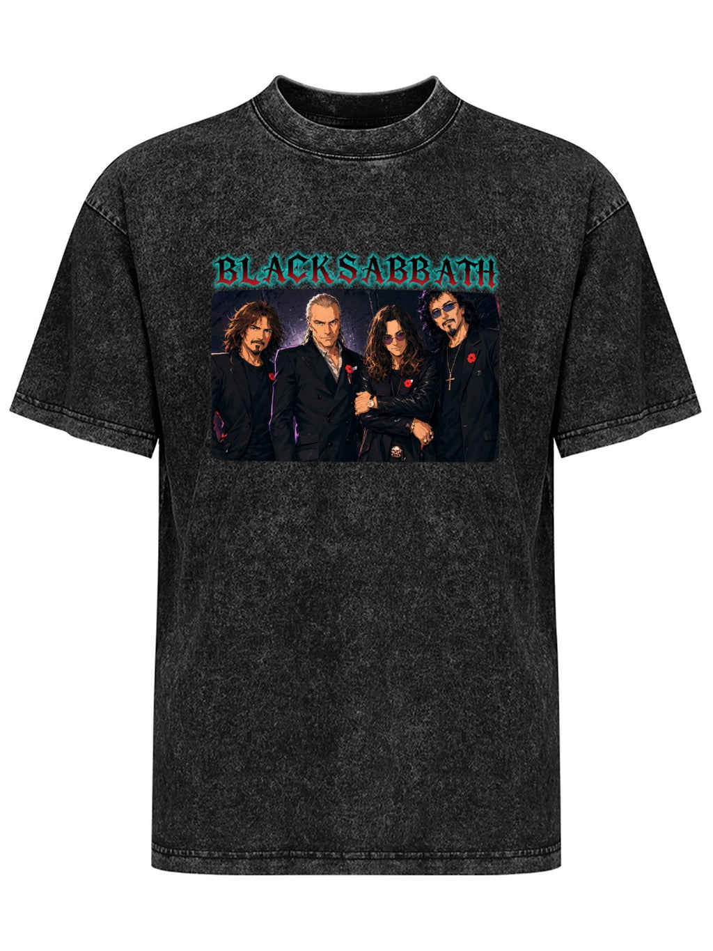 Vintage Washed Black Sabbath Band Portrait Graphic T-Shirt