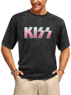 Vintage Washed KISS Pink Gradient Logo Graphic T-Shirt