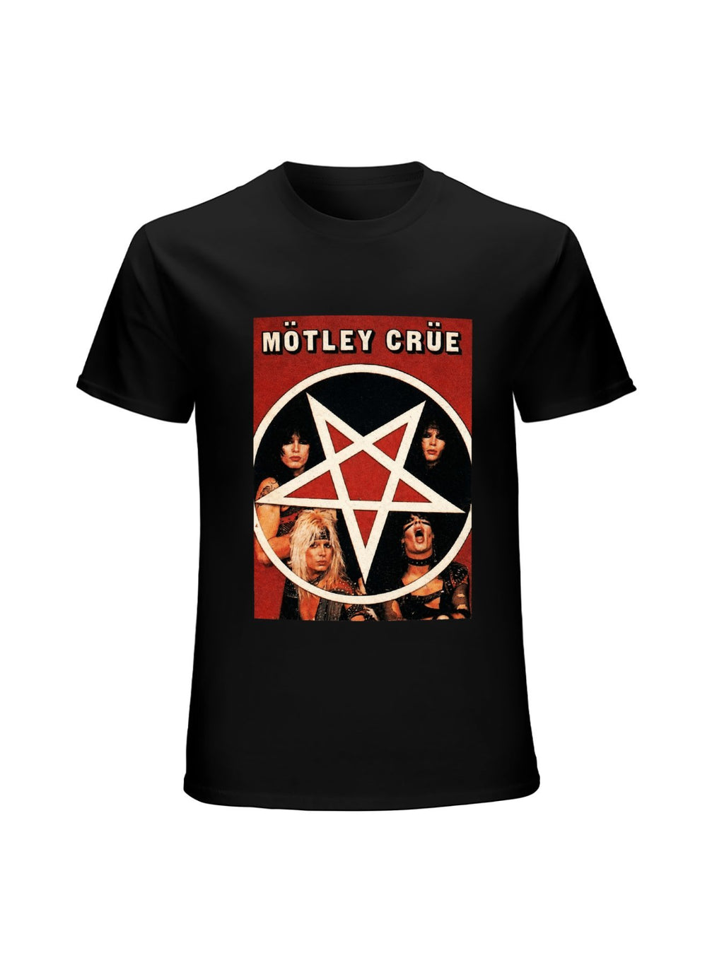 Mötley Crüe Band Portrait Pentagram Vintage Rock T-Shirt